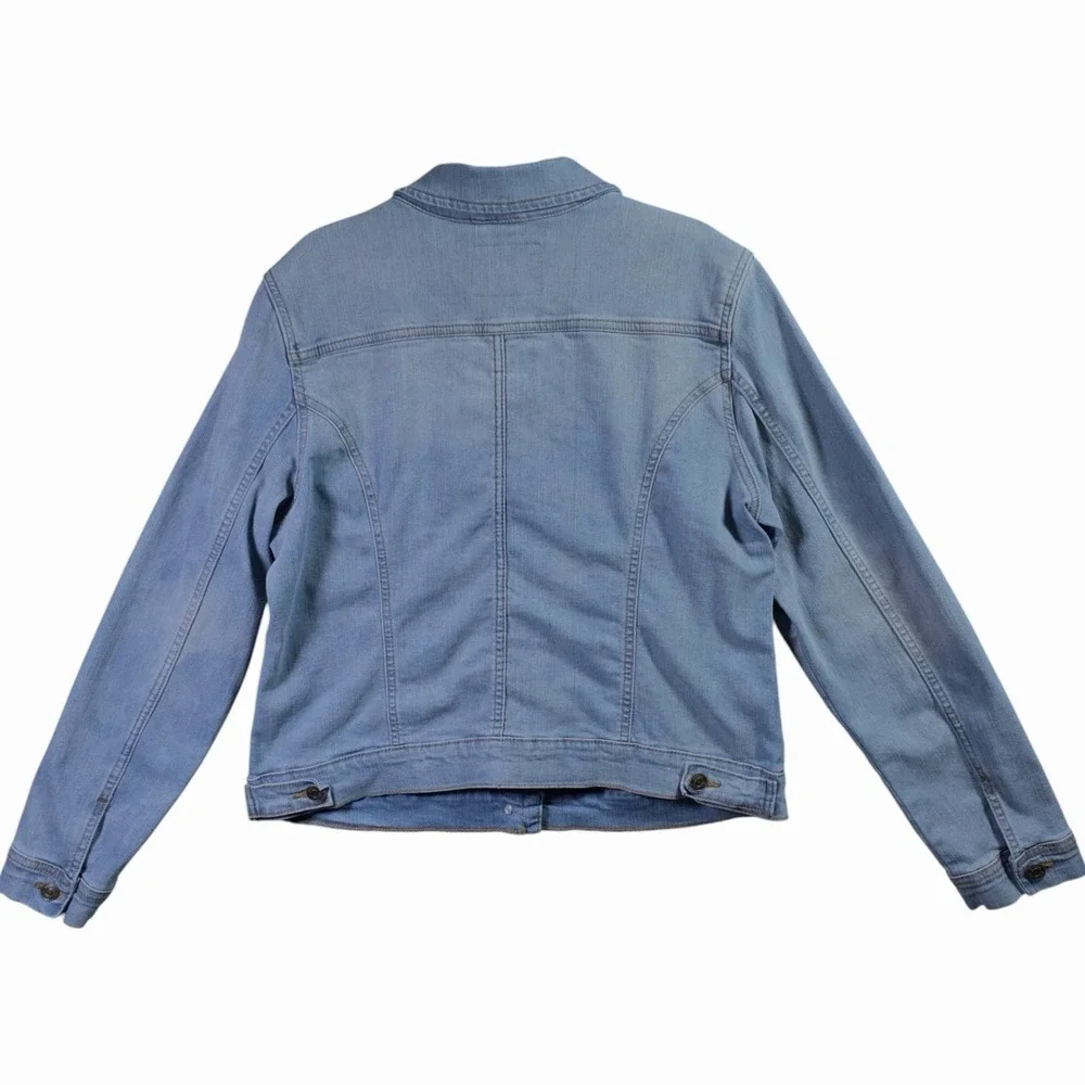 Social Standard Denim Jacket Womens Large Light Wash Stretch Jean Jacket